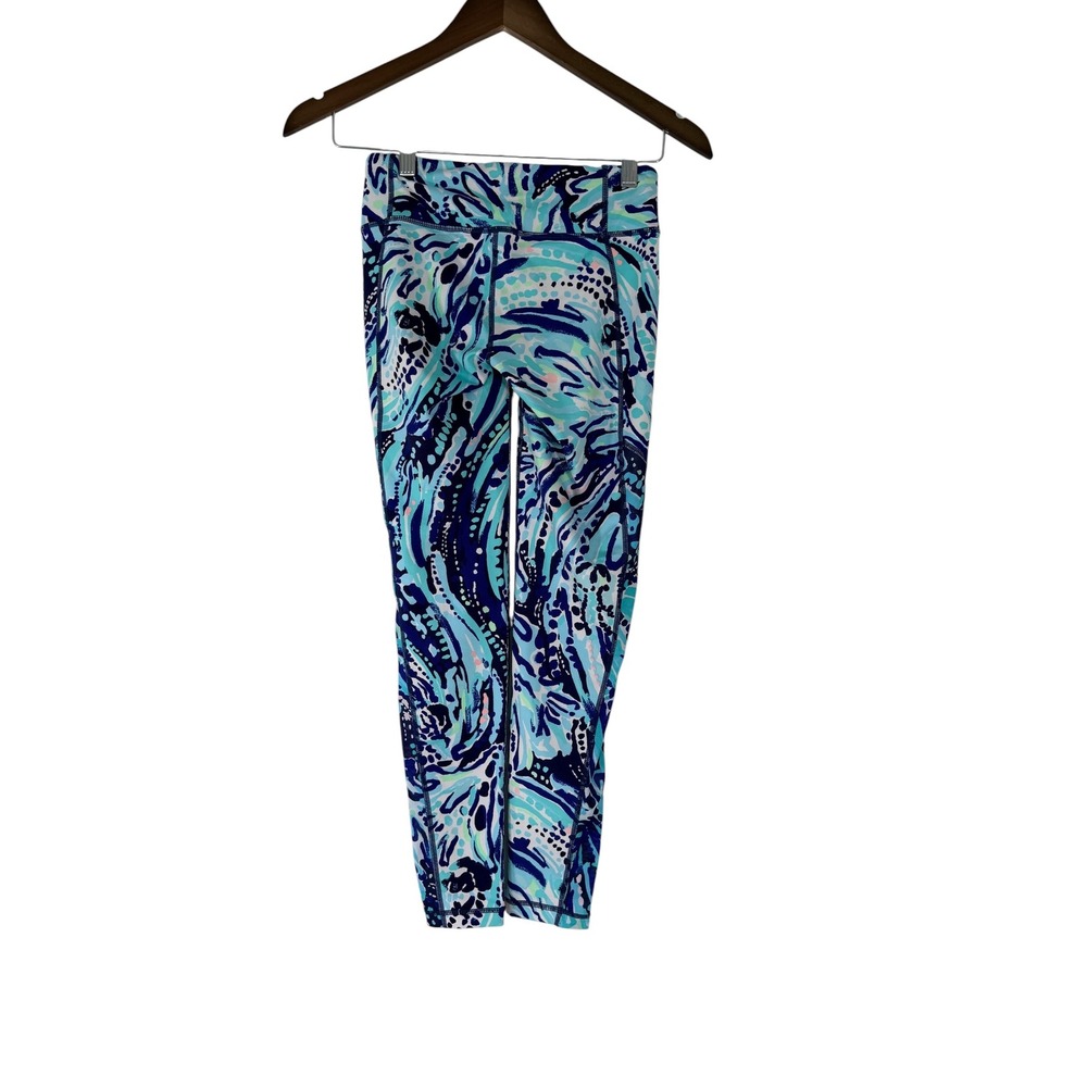 Lilly Pulitzer Luxletic Blue Teal Abstract Print Leggings XS Activewear Yoga - Picture 2 of 5